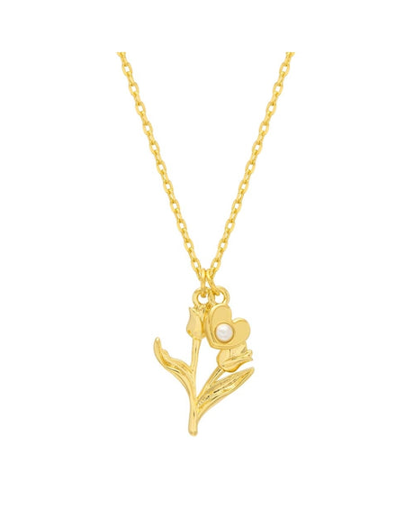 Tulip and Heart Necklace Gold Plated