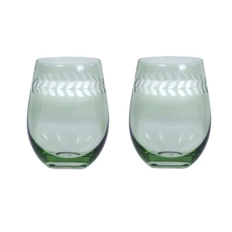 Coast to Coast Indigo S/2 Tumbler Glass 7x 12cm Green