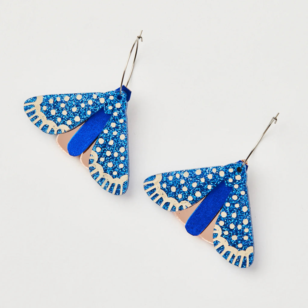 Martha Jean Moth Earrings Indigo