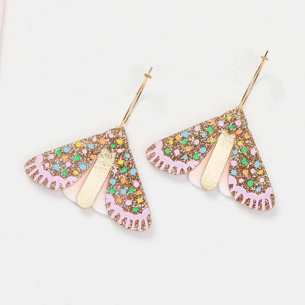 Martha Jean Moth Earrings Gold Multi