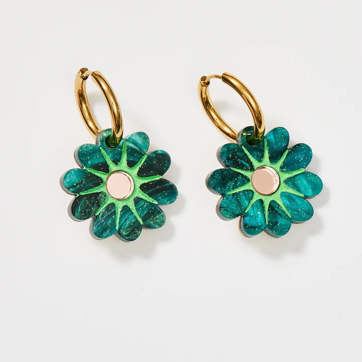Martha Jean Hattie Earrings Emerald Rose
