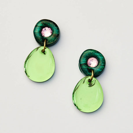 Martha Jean Jam Gem Earrings Green