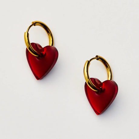 Martha Jean Marty Heart Earrings Red