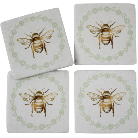 La Vida Coasters S/4 Bee Wreath Sage