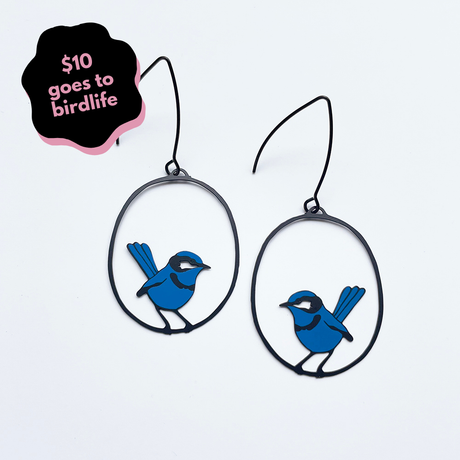 Wren earrings in Blue & Black