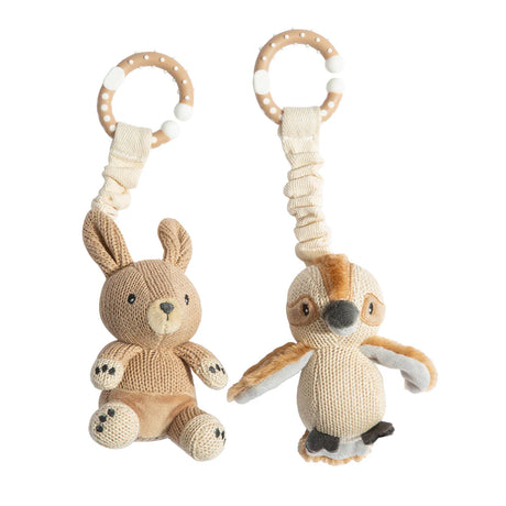 Living Textiles 2pk Stroller Toy Kangaroo & Kookaburra