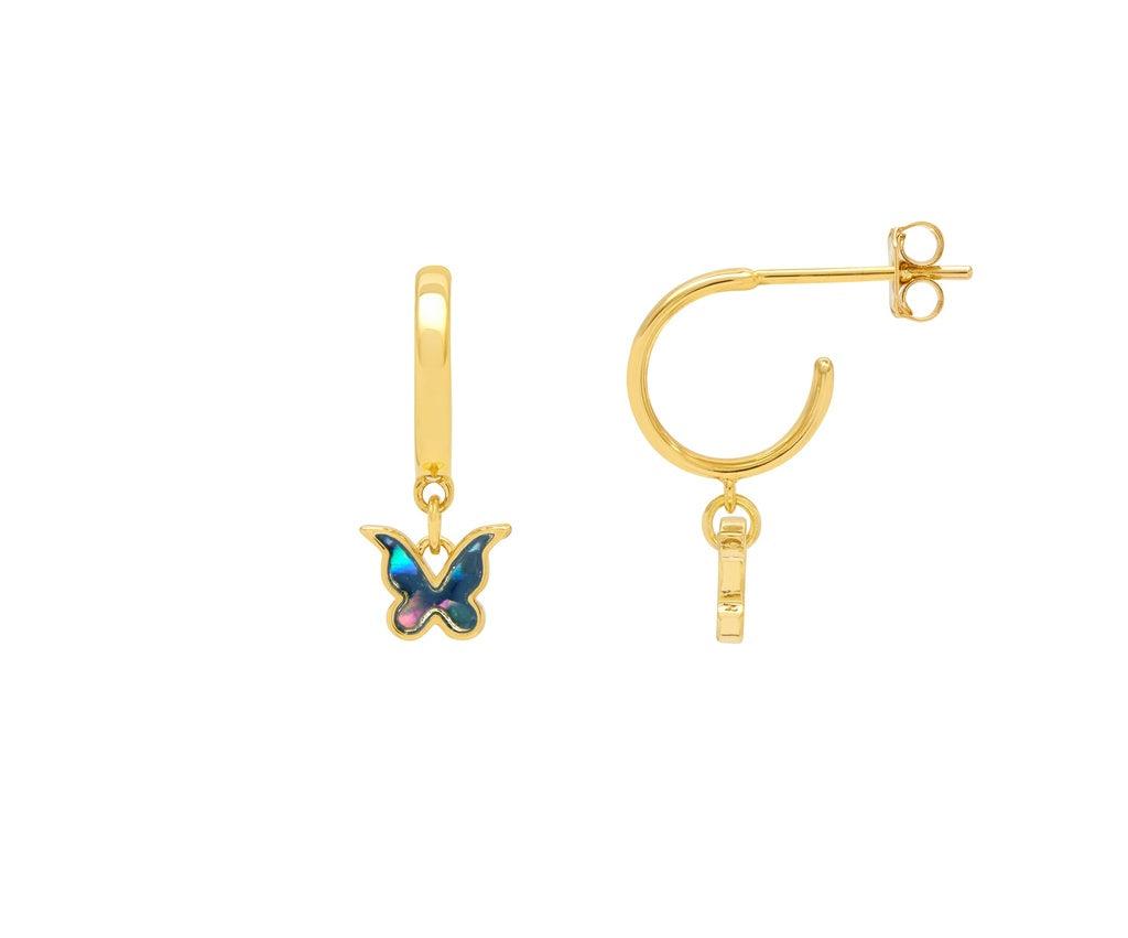 Estella Bartlett Abalone Butterfly Hoop Earrings GP