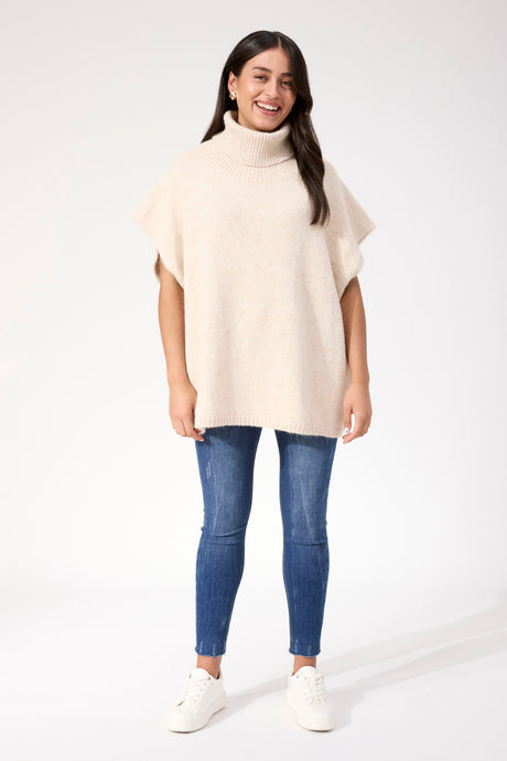 Haven Valenza Knit Poncho - Natural
