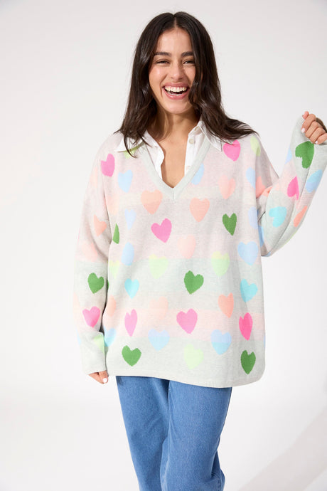 Haven Alaska Relaxed Heart Jumper - Neon