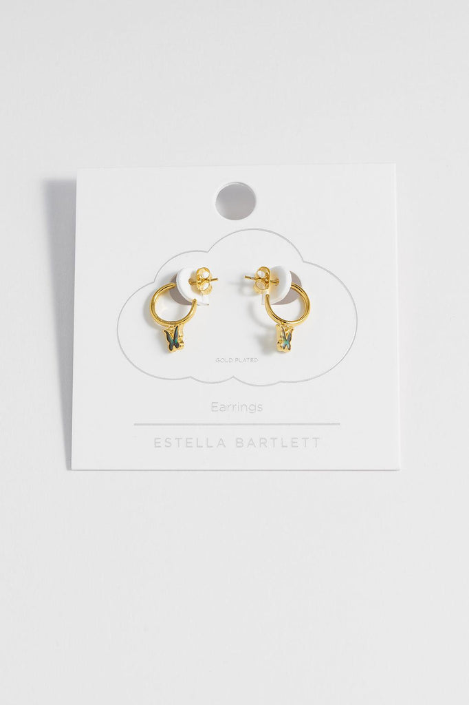 Estella Bartlett Abalone Butterfly Hoop Earrings GP
