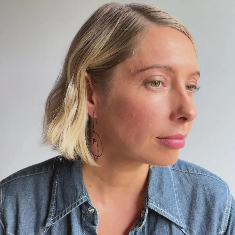 Denz Pink Cockatoo Earrings BPR