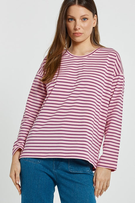 Betty Basics Vienna Tee Pink/Purple/Red Stripe