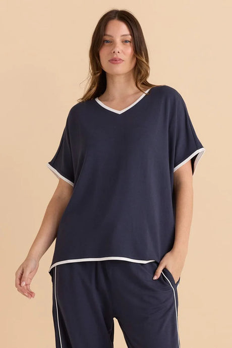 Betty Basics Clara Tee - Petrol/White