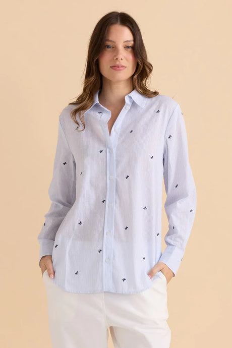 Betty Basics Reid Shirt - Blue Bow Stripe
