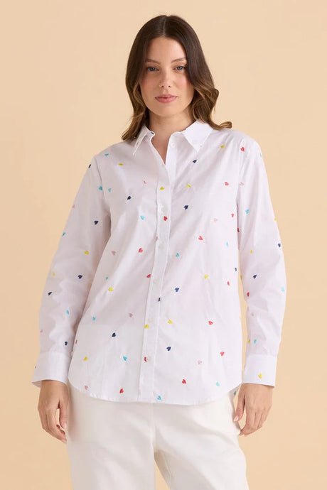 Betty Basics Reid Shirt - Rainbow Heart White 10