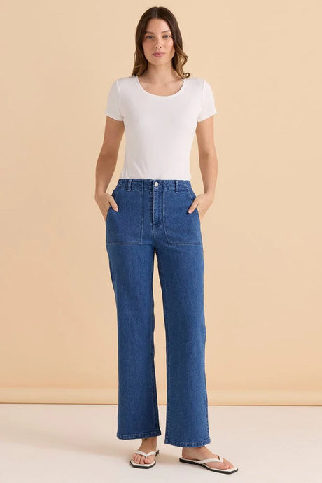 Betty Basics Relaxed Worker Jean - Vintage Blue 10