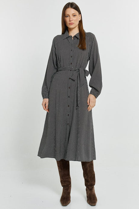 Tessa Shirt Dress - Nutmeg Geo Print