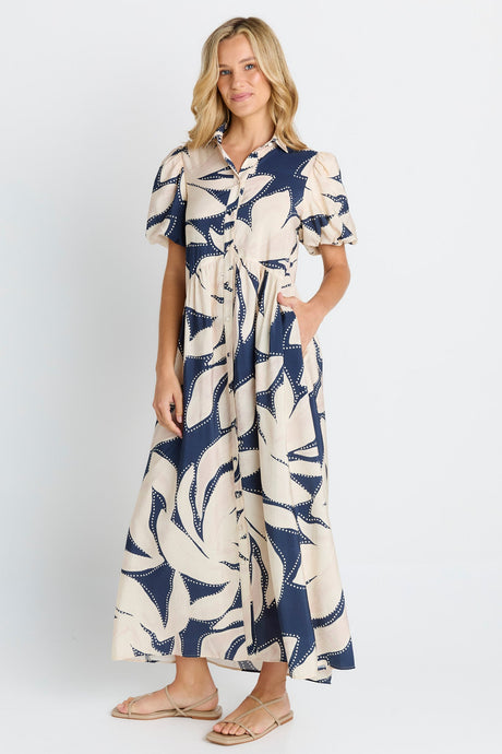 Betty Basics Nova Shirt Dress - Navy Floral Print
