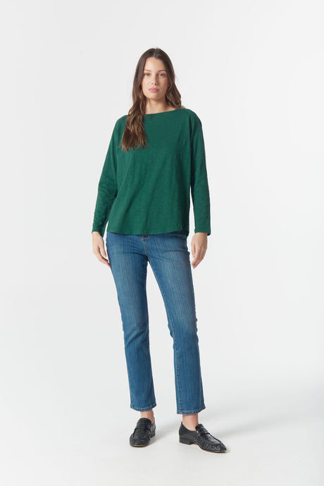 Cloth+Paper+Scissors Front Split Long Sleeve Tee - Green