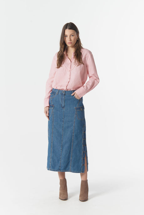 Cloth+Paper+Scissors High Road Denim Skirt