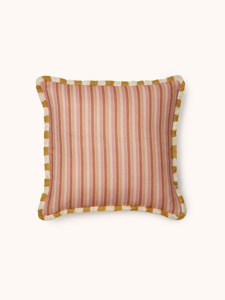 Garden Stripe Pink 50cm Linen Cushion
