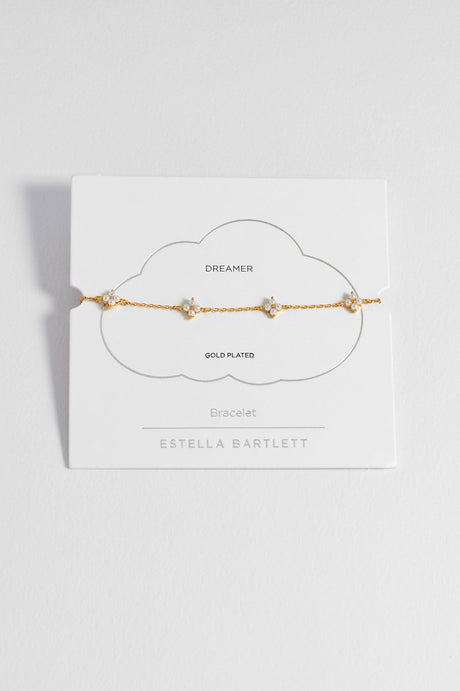 Pearl Multi Flower Bracelet Gold Plated