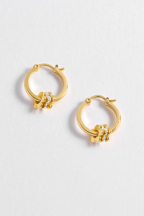 Multi Flower Hoop Earrings Gold Plated