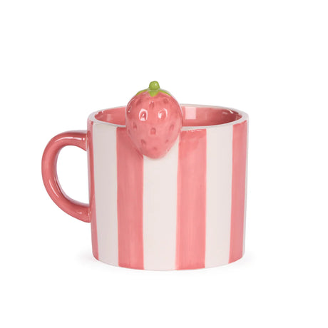 Holly and Ivy Pink Stripe Strawberry Mug