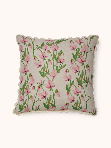 Sweet Pea Pink 60cm Linen Cushion