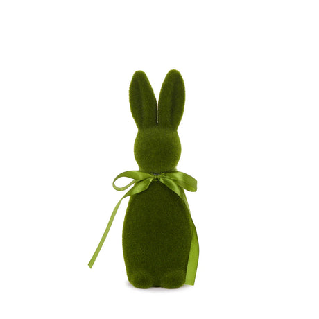 Holly and Ivy Mini Flocked Rabbit With Bow Moss
