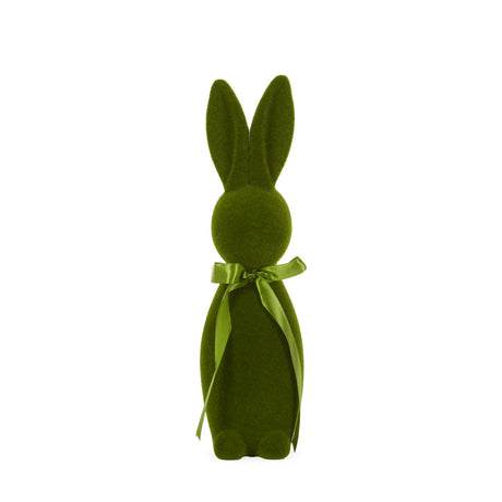 Holly and Ivy Large Flocked Rabbit With Bow Moss