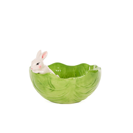 Holly and Ivy Green Cabbage Bowl With Bunny