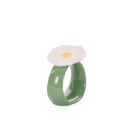 Holly and Ivy White Zinnia Napkin Ring