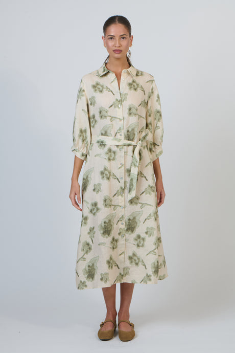 OJ Naturals GA607 Linen Dress - Patina Petals M
