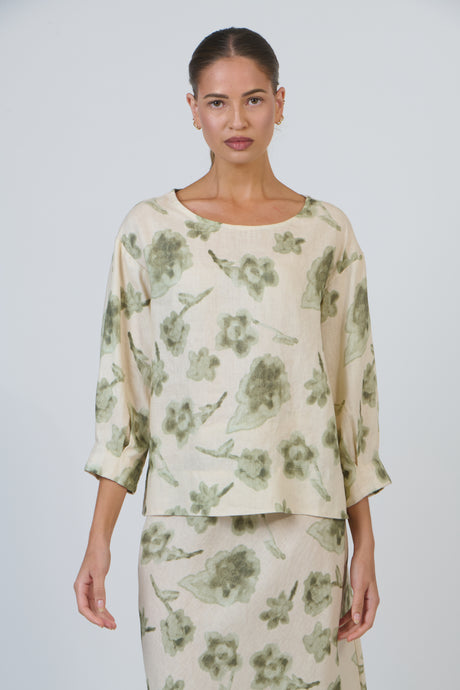 OJ Naturals GA674 Linen Top - Patina Petals S