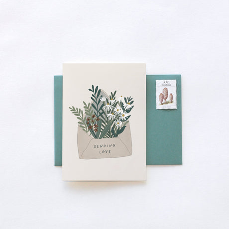 In the Daylight Sending Love Envelope Flowers Greeting Card
