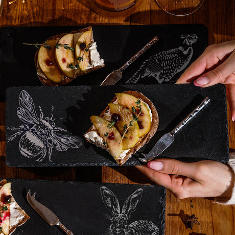 Single Mini Slate Cheese Board and Knife Set - Bee