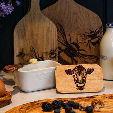 Butter Dish White - Jersey Cow
