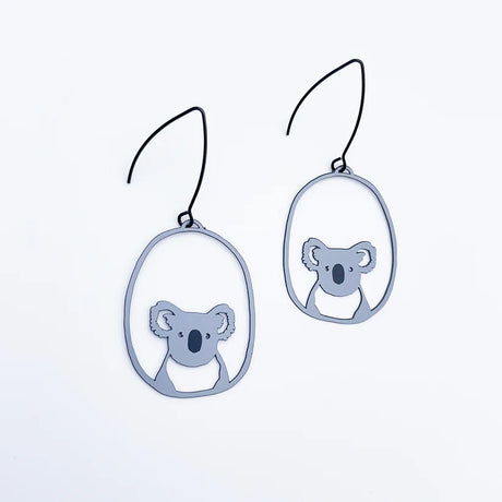 Denz Midi Koala in Grey/Blck Earrings