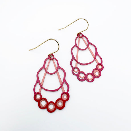 Boho Colour Pop earrings in Raspberry & Peach