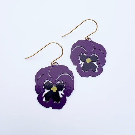 Pansy flower earrings in Violet and Purple