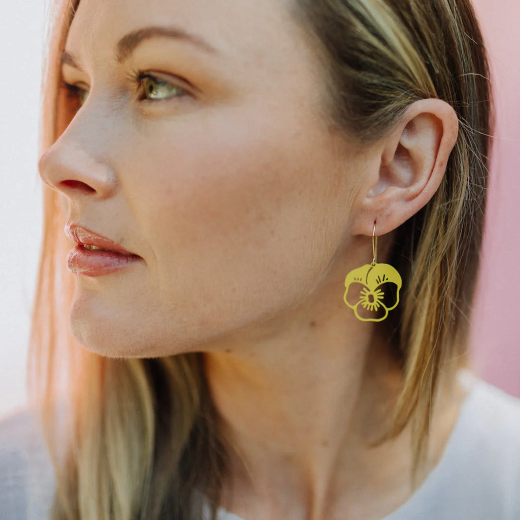 Denz Earrings Mini Pansy Yellow