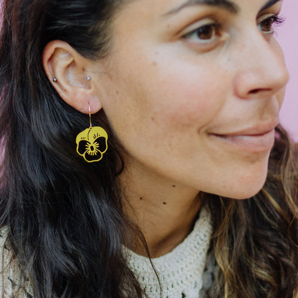 Denz Earrings Mini Pansy Yellow