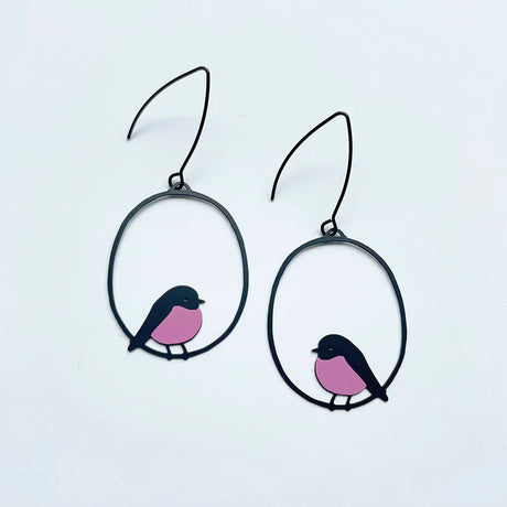 Denz Robins in Pink/Black Earrings