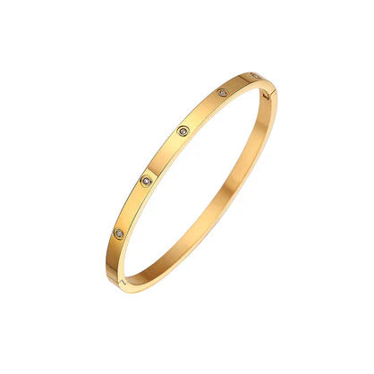 Susan Rose Celene Gold Stainless CZ Bangle