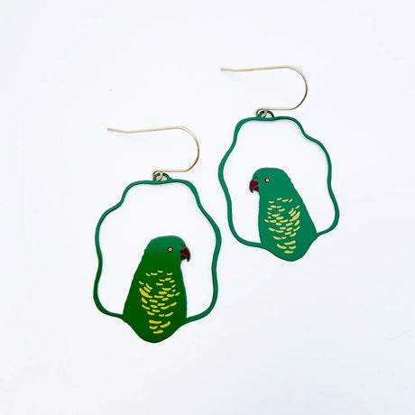 Denz Earrings - Scaley-Breasted Lorikeet - Green, Yellow & Red