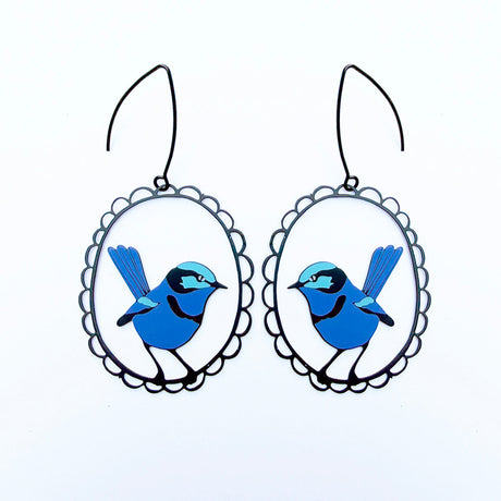 Denz Splendid Fairy Wren Earrings - Blues
