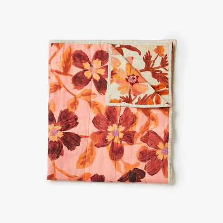 Bonnie and Neil Cosmos Cornflower Pink Quilted Throw