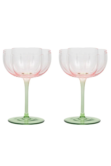 Coast to Coast Lotti S/2 Tulip Glass 11x15cm Fink/Green