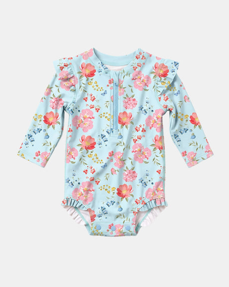 Toshi Swim Onesie L/S Twinkle Aqua Garden